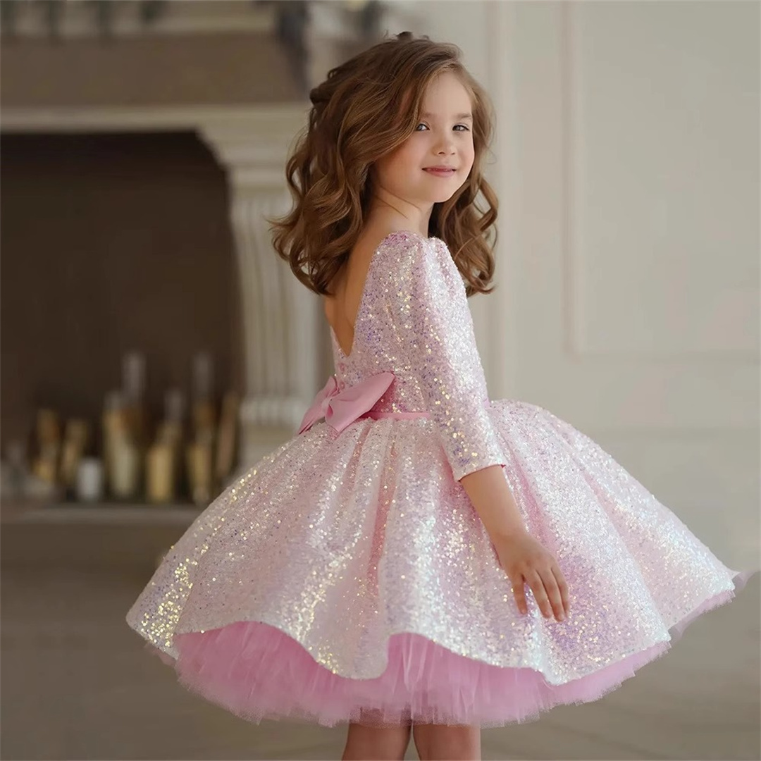 Birthday Sash Glitter - Vestido rosa brillante para niña, vestido
