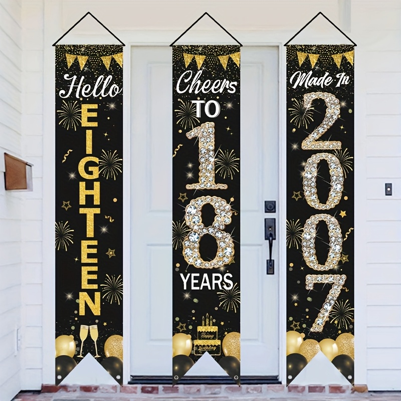 Party Banner Gold - Juego de 3 Pancartas Decorativas para