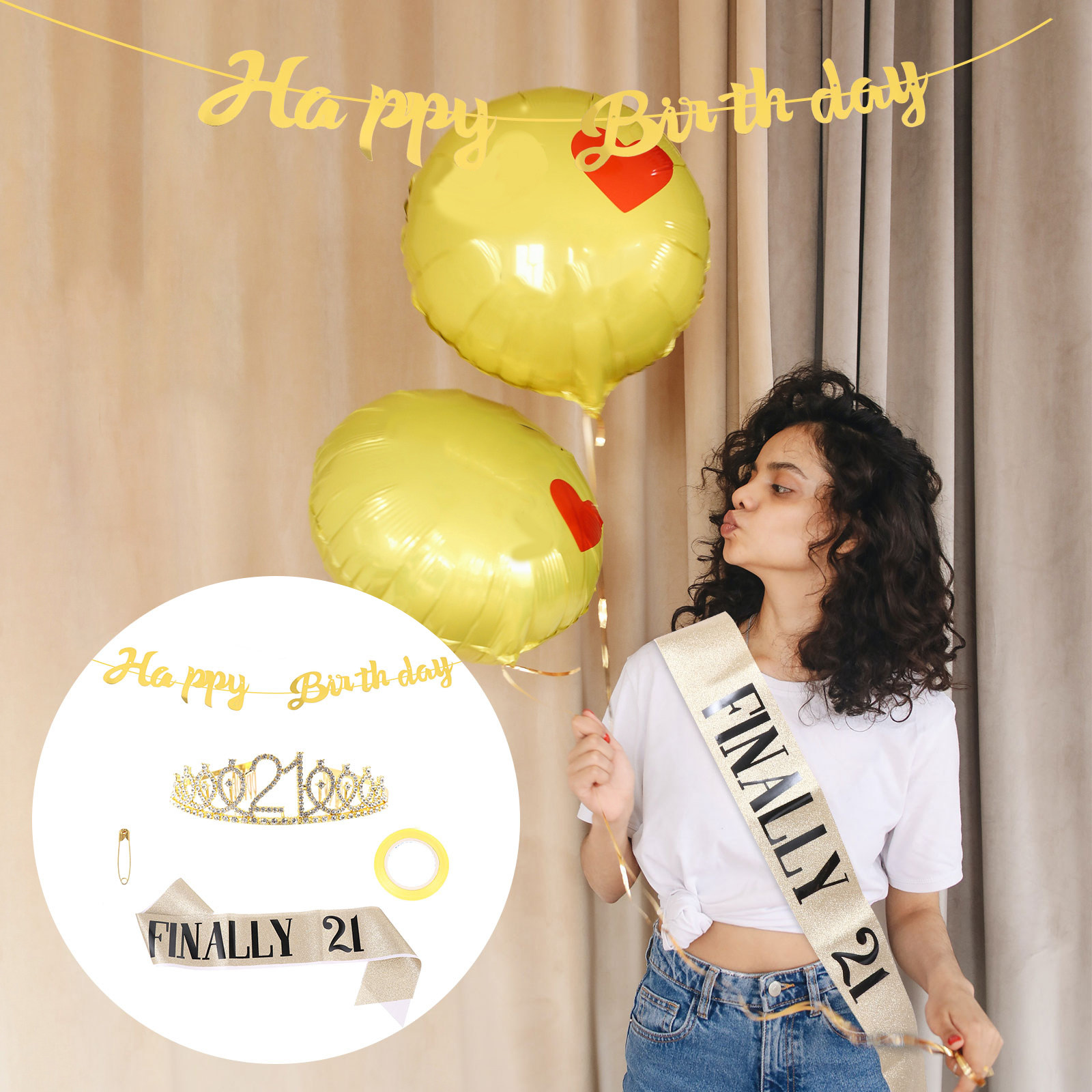 1 Set de Corona de Cumpleaños, - Birthday Sash Glitter reseña y precio