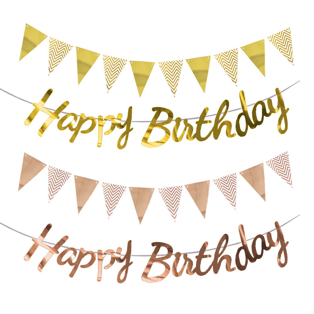 Banner de feliz cumpleaños, ba - Party Banner Gold reseña y precio