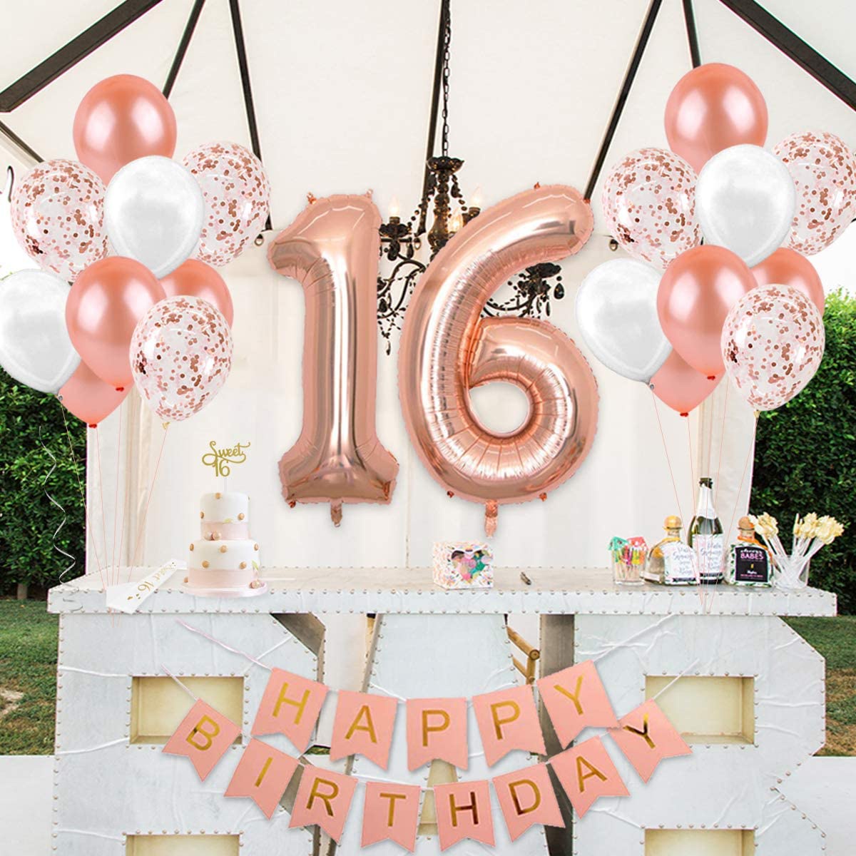 Decoraciones de 16 cumpleaños  - Party Banner Gold reseña y precio