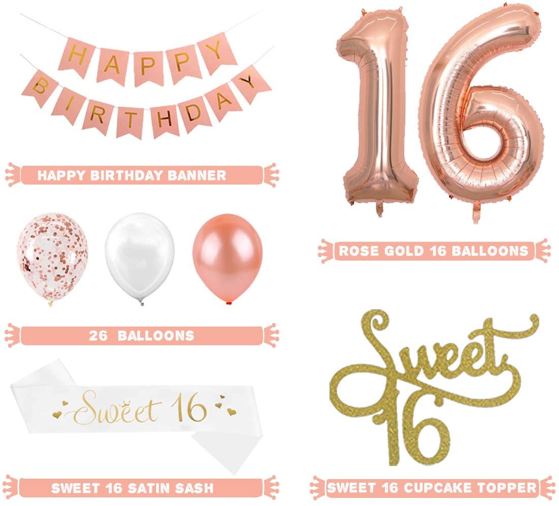 Decoraciones de 16 cumpleaños  - Party Banner Gold reseña y precio
